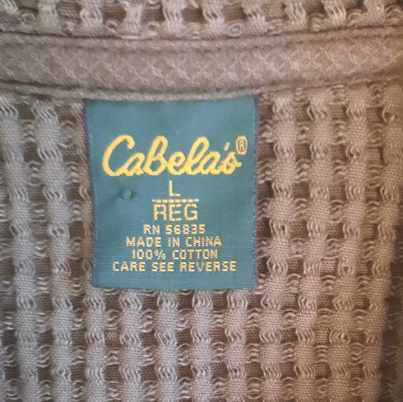 Cabelas army green cotton waffle textured cotton vest sz large - Picture 2 of 4
